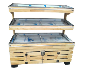 Expositores de frutas y verduras duraderos de hierro y madera para supermercados - Product Image 1
