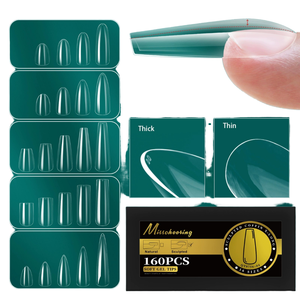 Vente en gros de faux ongles en gel souple avec arc incurvé, capsules d'<span class=keywords><strong>amande</strong></span> avec couverture complète, extension d'ongles artificiels dans un cercueil français, doigts - Product Image 2