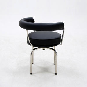 Chaise minimaliste en métal, chaise longue pivotante en cuir |   Chaise de salle à manger de luxe léger pour salon, chambre, villa, hôtel, penthouse - Product Image 4