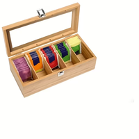 Boîte à thé en bambou avec 5 compartiments et couvercle à rabat en acrylique pour boîtes en bambou pour le thé