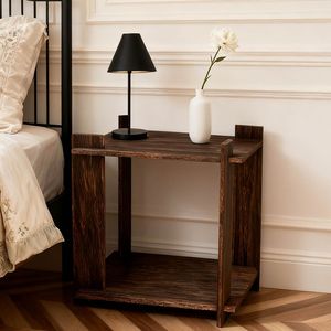 Solid Wood Nightstand 54 Cm High <b>Storage</b> Rack Bedroom <b>Side</b> <b>Table</b> For Bedside Use - Product Image 3