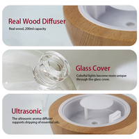 Diffuseur en verre 200ml Diffuseur d'aromathérapie Diffuseur d'arôme d'huile essentielle en bois véritable pour la maison