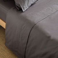Couleur charbon de bois en gros 100% coton 300T satin armure écologique ajusté plat draps ensemble solide teint couvre-lits couvertures