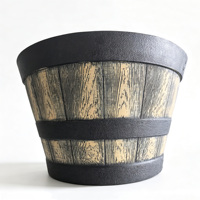 Pot de fleurs en plastique de 20 pouces, style baril, classique, pour la maison et le jardin, idéal pour le whisky