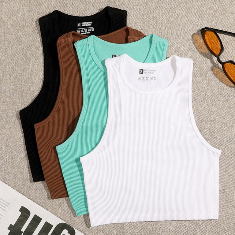 Лидер продаж, Женская майка с логотипом на заказ, белый и черный топ, женский летний укороченный топ в рубчик