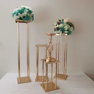 Flower Stand Centerpiece Rectangle Gold Wedding Table Centerpiece Metal Flower Stand For Wedding Decoration