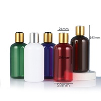 Envases Redondos de Plástico PET para Cosméticos, Color Blanco, Ámbar y Negro, Vacíos, para Champú, Loción, Crema, Tónico Corporal, 250ml 500ml, con Tapa Dorada