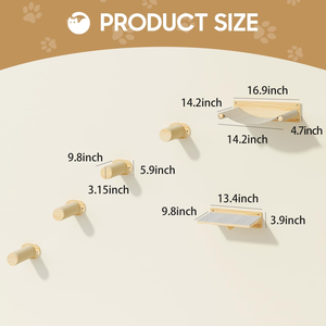 Estantes de Pared para Gatos, Muebles de Madera para Gatos con <span class=keywords><strong>4</strong></span> Postes Rascadores, Plataforma de Salto y Hamaca para Gatitos - Product Image 5