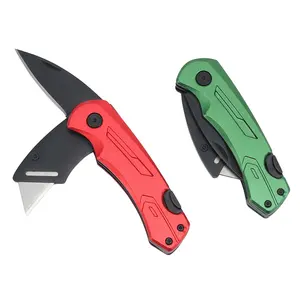 Heavy Duty Aluminium Handle Express Parcel Box Cutter Multi Folding Fruit Utility Knife with Safe Lock