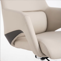 Kursi Kantor Eksekutif Ergonomis Sandaran Tinggi Kulit Mikrofiber Beige Kursi Ruang Rapat CEO Alas Aluminium Poles Kursi Komputer