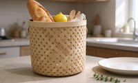Panier de rangement cylindrique en bois tressé fait main avec poignée pour la maison, le linge, les couvertures et les jouets