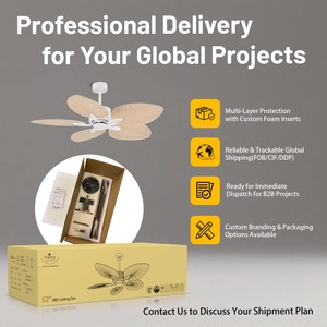 <span class=keywords><strong>Ventilador</strong></span> de <span class=keywords><strong>techo</strong></span> decorativo de <span class=keywords><strong>mimbre</strong></span> Vintage de hoja de palma de plástico ABS Tropical de 52 pulgadas para restaurante comercial Hotel - Product Image 6