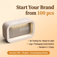 Lampu Tidur Bayi Private Label dengan Jam Alarm 16 Suara Menenangkan Lampu Bangun Tidur LED Dapat Diredupkan Timer Baterai Termasuk