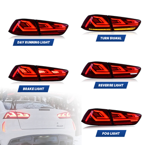 Hcmotionz <span class=keywords><strong>ไฟ</strong></span><span class=keywords><strong>ท้าย</strong></span> LED สำหรับ Mitsubishi <span class=keywords><strong>Lancer</strong></span> 2008-2017 EVO X smok/ Red โคมไฟหลังประกอบ DRL Start-up ใหม่ - Product Image 3