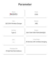 Chargeur sans fil Yesido QI2 25W à charge rapide avec aimants N52, dissipation thermique par semi-conducteurs, ventilateurs intégrés C325