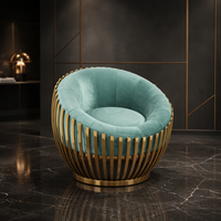 Fauteuil de salon moderne en velours confortable avec structure en acier inoxydable, chaise individuelle mobile pour intérieur, mobilier de loisirs