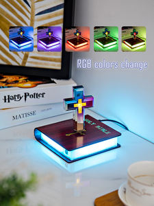 Magnetic Levitating Bible Cross with RGB Color Change <b>Art</b> <b>Deco</b> Design Plastic Material-Home Decor & Diwali Gift - Product Image 5