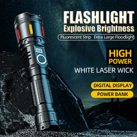 Lampe torche tactique rechargeable en alliage d'aluminium, 4 modes, affichage numérique, super lumineuse, mèche laser blanche, 700 lumens, étanche IP55