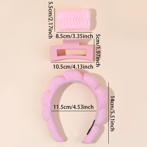 Set di 4 Pezzi Personalizzati per Spa: Fascia per Capelli, Polsini, Mollette e Fasce Imbottite in Spugna per Donne - Product Image 5
