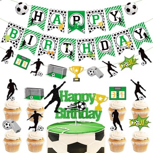 Set di decorazioni per feste di <span class=keywords><strong>compleanno</strong></span> a tema calcio, striscione di <span class=keywords><strong>buon</strong></span> <span class=keywords><strong>compleanno</strong></span> a tema calcio, decorazione per torta. - Product Image 1