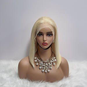 # Peluca de Cabello Humano Rubio Platino 613, con Frente de Encaje 13x4, Estilo Bob Recto de 12 Pulgadas, para Mujeres Europeas y Americanas, para Fiestas de Lujo - Product Image 3