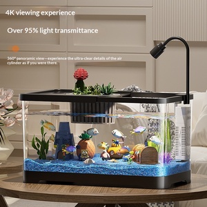 Mini Acuario de Escritorio de Plástico Transparente de Lujo con Luz LED Integrada y Bomba de Filtración para un Fácil Cambio de <span class=keywords><strong>Agua</strong></span>, Pecera para Hogar u Oficina - Product Image 3