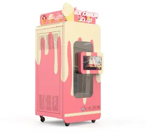 OEM Factory Price Customized Commercial Smart Soft Ice Cream Vending Machine with Coin Automatic Cup Soft Ice Cream for Sale