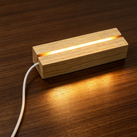 Base de lampe LED en bois USB, support de veilleuse en acrylique, présentoir rectangulaire, support de lampe 3D en bois, base de lampe de table avec logo, décoration de chambre