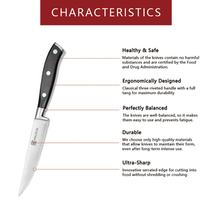 4PCS 4,5 pulgadas Ultra Sharp Hoja dentada de acero inoxidable Full Tang ABS Mango Juego de cuchillos para carne Juego de cuchillos de chef de cocina - Product Image 5