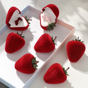 Hot Strawberry-Shaped Children's Cute Jewelry <b>Box</b> <b>Round</b> Flocking Storage Gift <b>Box</b> - Product Image 1