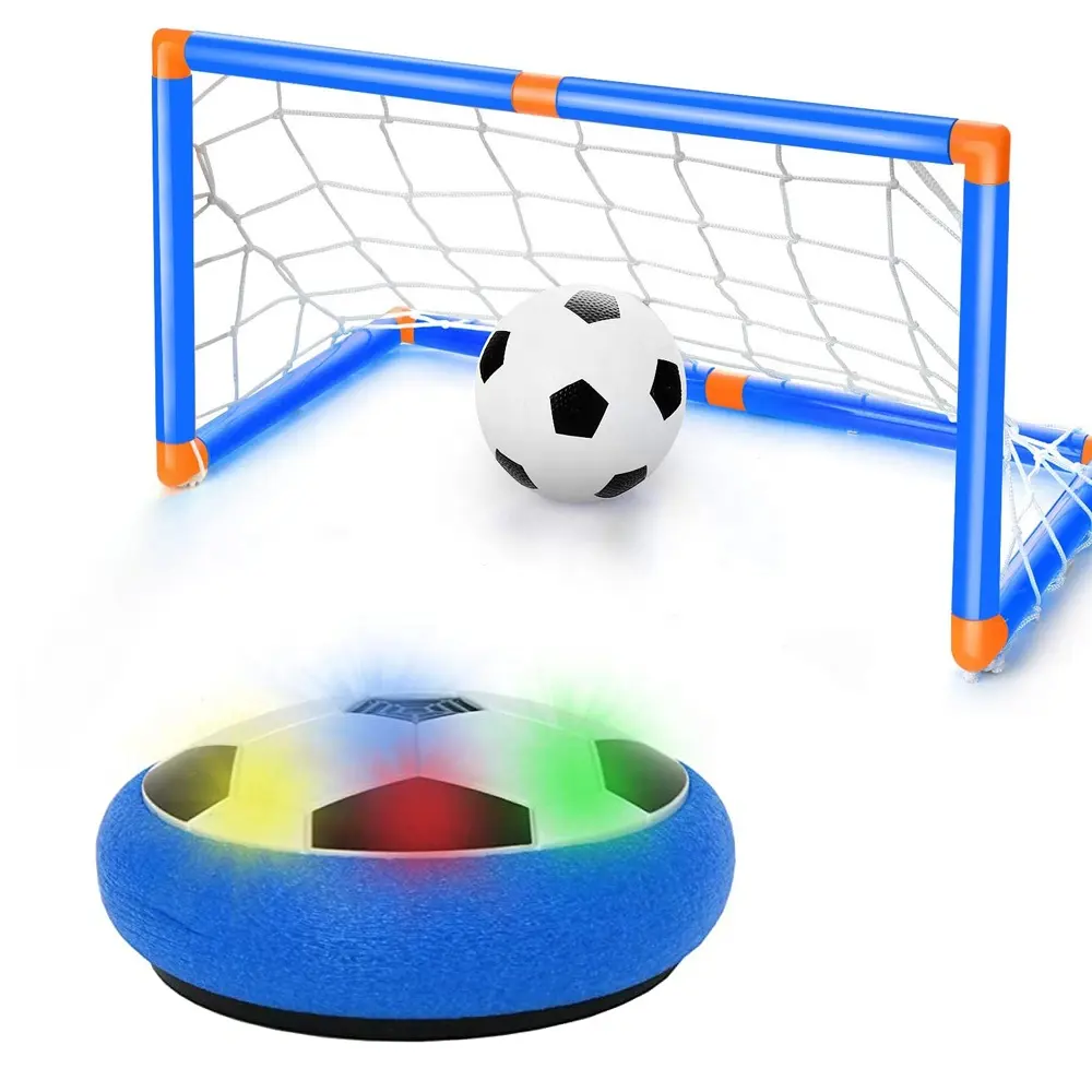RX3225B kapalı spor hava futbol oyunu oyuncaklar eğlenceli LED ışık Up Hover futbol topu erkek hediyeler için 2 gol ile Set