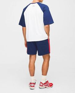Navy Oversized Boxy Raglan Printed T-Shirt & Relaxed <b>Shorts</b> Set Casual <b>Tech</b> Tracksuit - Product Image 2