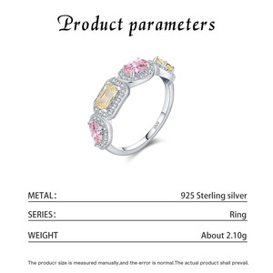 แหวนเงินแท้ S925 ประดับพลอยมอร์แกไนต์ทรงรี สีชมพูเหลือง ดีไซน์โรแมนติก สำหรับผู้หญิง เหมาะสำหรับเป็นแหวนหมั้น - Product Image 2