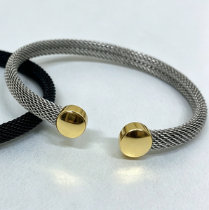 Pulsera de malla con diseño de oso, brazalete abierto chapado con extremos de oso para mujer, joyería de moda - Product Image 3
