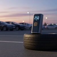 Compresseur d'air portable ABS pour pneus de voiture avec écran LCD, moniteur de pression des pneus, arrêt automatique, lumière d'urgence, câble de chargeur de voiture filaire 7,4 V 3 m
