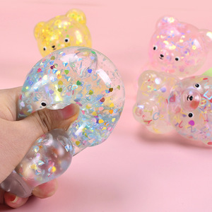 Jincan <b>Cute</b> <b>Bear</b> Pinch Music Glitter Jelly Transparent Vent Stress Relief Toy for Boys and Girls Wholesale - Product Image 3