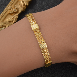 fine bangle pure <b>copper</b> crafted delicate multi strand woven mesh bulk wholesale 18k gold plated fashion chain link <b>bracelet</b> - Product Image 3