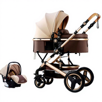 Ensemble siège auto et poussette multifonctions 3 en 1 Landau pliable pour bébé Poussette adaptée aux voyages avec siège auto