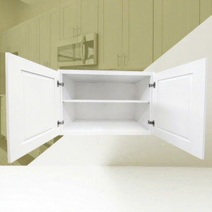 Standard 30/36"W x 24"H x 24"D American White Wooden Kitchen Wall Cabinets Flat Pack Upper Kitchen Cabinet - 2 Doors & 1 Shelf - Product Image 1
