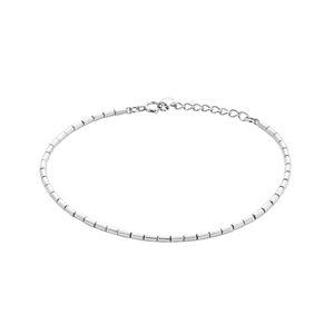 Bracelet de poignet blanc à maillons cylindriques courts et lisses, plaqué platine classique, unisexe, cadeau, accessoire de poignet pour usage quotidien - Product Image 1