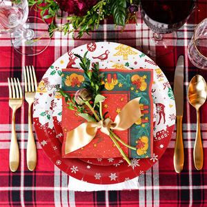 Fournitures de fête à thème de Noël jetable biodégradable écologique plateau en <span class=keywords><strong>papier</strong></span> tasse en <span class=keywords><strong>papier</strong></span> <span class=keywords><strong>serviette</strong></span> en <span class=keywords><strong>papier</strong></span> - Product Image 2