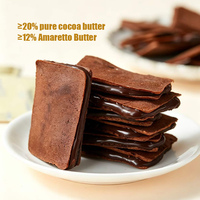 Crisps au chocolat pur fourrés au cacao, sans additifs, biscuits sandwich croustillants au chocolat et au cacao, boîte de 80g, vente en gros et OEM