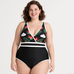 Bañador de una pieza de talla grande para mujer, trajes de baño con Control de barriga, traje de baño fruncido frontal torcido, ropa de playa 4XL, <span class=keywords><strong>Bikinis</strong></span> - Product Image 3