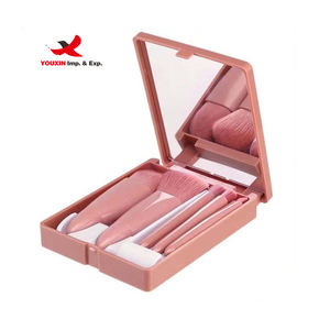 FENGFLY Lot de 5 mini pinceaux cosmétiques portables de voyage, rose doux, synthétiques, avec miroir, pour le blush, prix de gros, approvisionnement mixte - Product Image 4