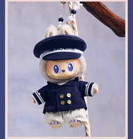 100% Original POPMART Série LABUBU Porte-clés Poupée en Vinyle et Peluche Labubu Capitaine Marin, Boîte Mystère, Cadeau