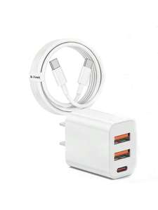 <span class=keywords><strong>Chargeur</strong></span> 20W Blockcharge et câble de données Câble de données 3 ports PD USB C & USB <span class=keywords><strong>a</strong></span> <span class=keywords><strong>Chargeur</strong></span> mural Type C Compatible pour iPhone 12-16 Pro Max - Product Image 1