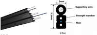Kabel Drop Fiber Optik FTTH Indoor OUFU 1-4 Core dengan Kawat Baja Penguat, Garansi 15 Tahun, G657A Single Mode