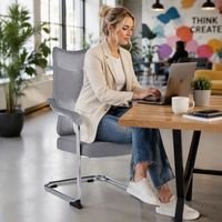 Chaise de bureau exécutive moderne avec support lombaire ergonomique, base chromée, chaise latérale cantilever pour visiteurs