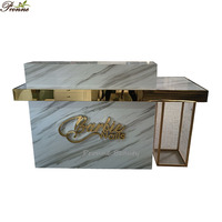 Pronne – bureau de réception led pour salon de manucure, moderne, blanc, luxe, couleur marbre, avec logo