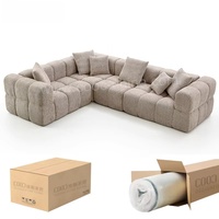 Canapé d'angle en tissu touffeté style moderne, sans cadre, en forme de L, pour salon, ensemble de meubles modulaires compressés sous vide